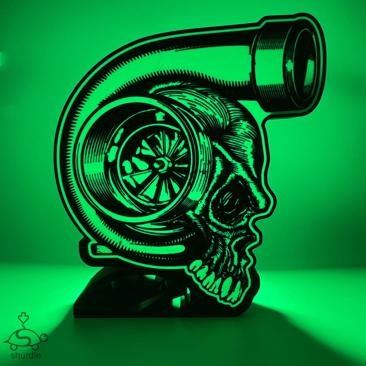 Turbo Skull 3D Printed Wall Mounted or Table Mounted LED Light Box
