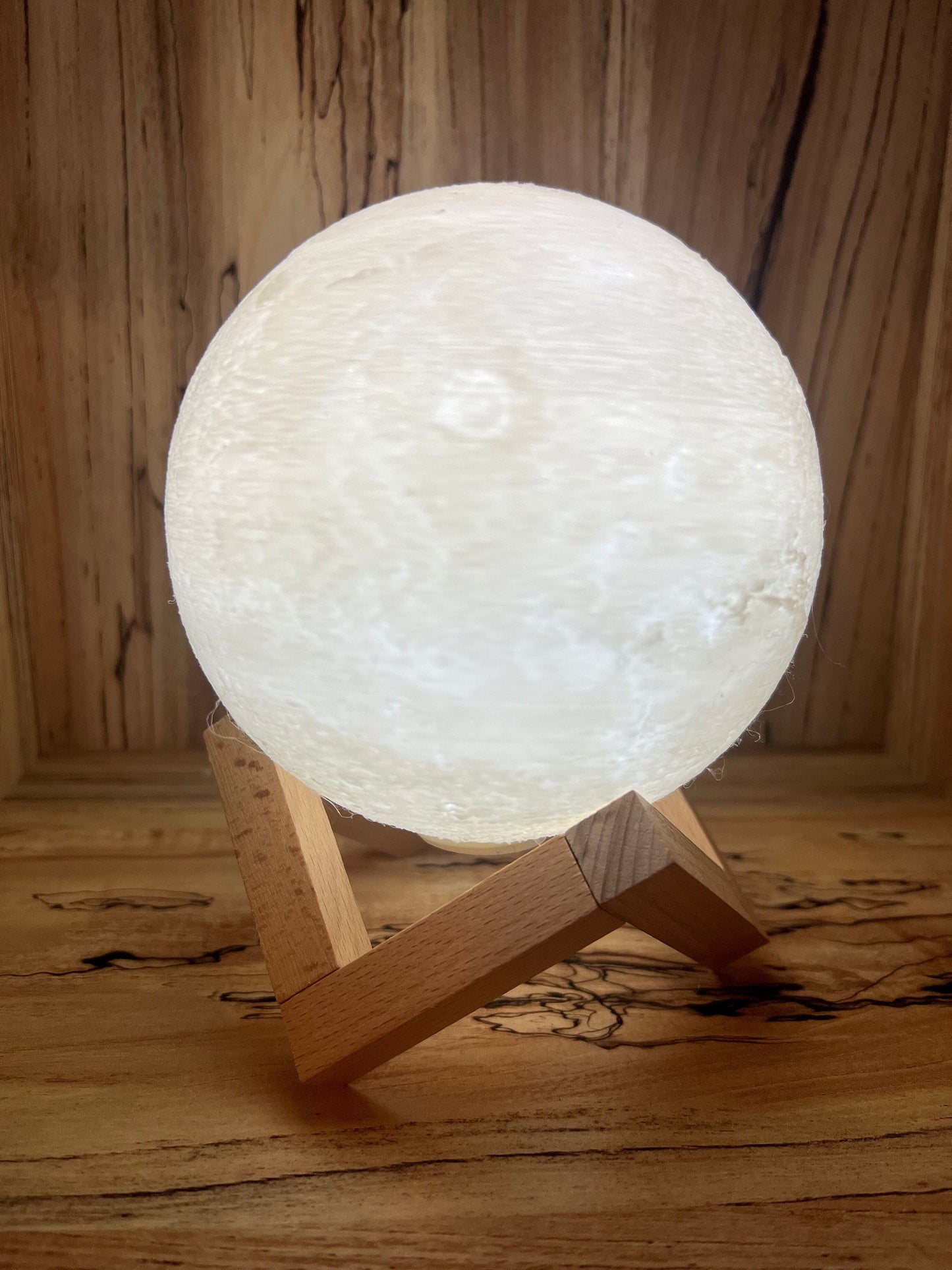 Planet Lamp globe, 16 Color Changing LED, Remote and Touch Control, 6.5-inch diameter, Rechargeable, Wooden Stand Included