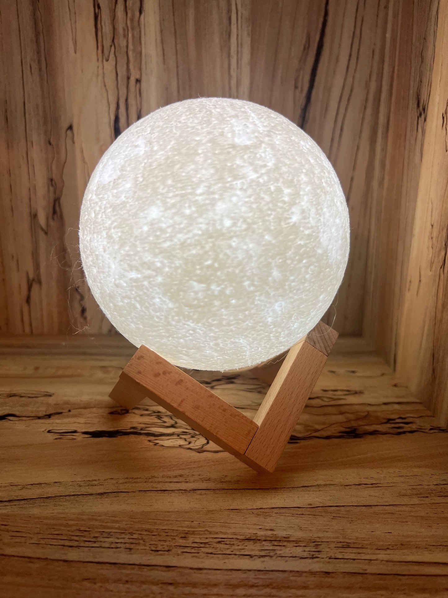 Planet Lamp globe, 16 Color Changing LED, Remote and Touch Control, 6.5-inch diameter, Rechargeable, Wooden Stand Included