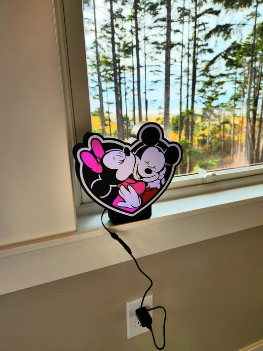 Mickey and Minnie Mouse LED Light Box With Stand